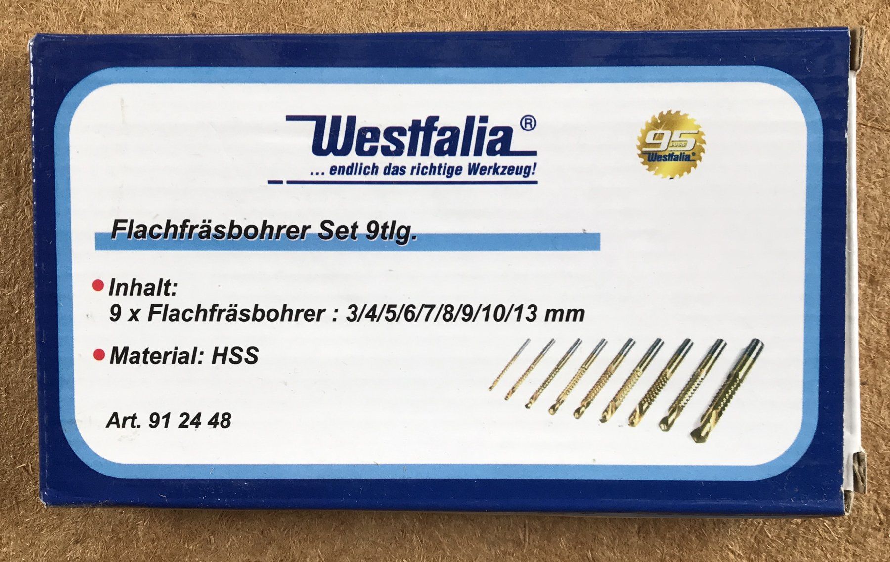 Westfalia Alle Werkzeuge: WESTFALIA FLACHFRÄSEBOHRER SET 9TLG. ORIGINALVERPACKT – Neu und originalverpackt aus Ostermundigen von wini63 1