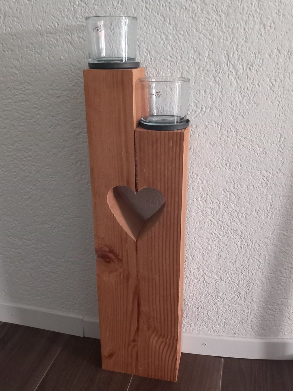 Portacandele: Kerzenständer aus Holz mit Herz – Usato da Wettingen venduto da Socrates11 4
