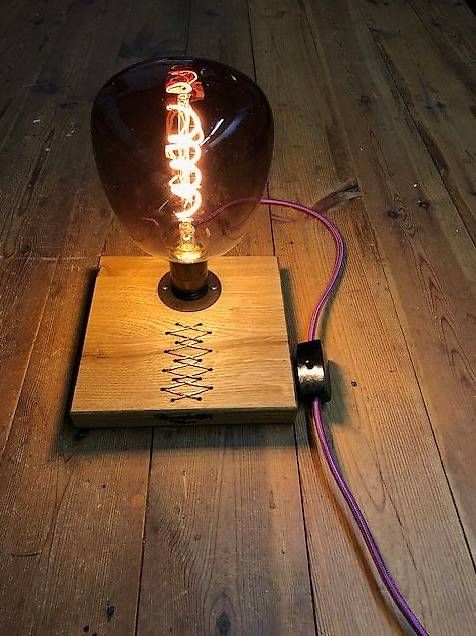Lampen: Tischlampe Eiche massiv, Kuperdraht – Neu (gemäss Beschreibung) aus Egerkingen von HW_3 1