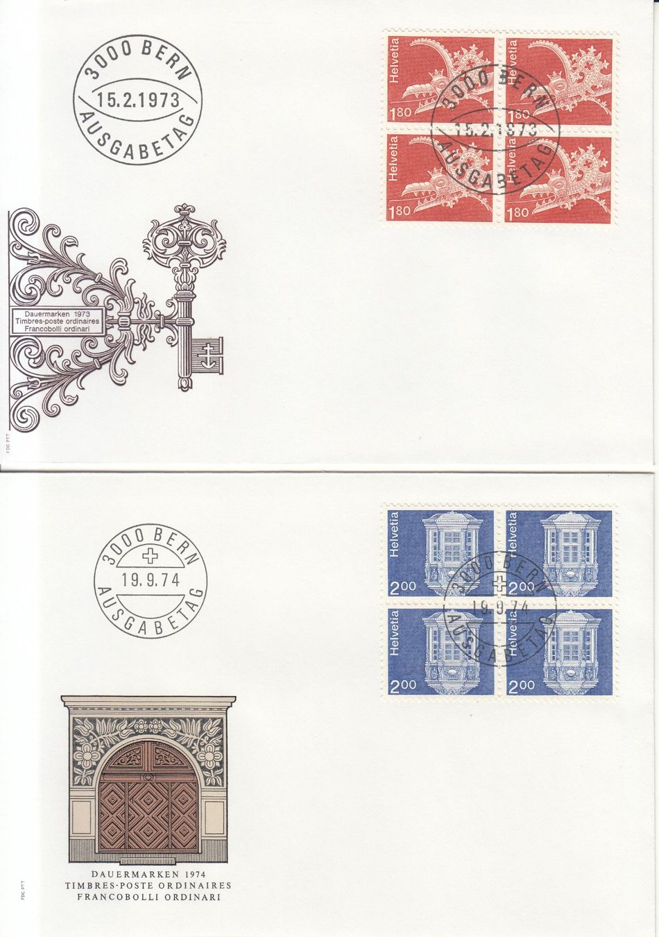 Tutti i francobolli: SBK 534 - 542 im 4er-Block FDC – Usato da Bürglen TG venduto da StampGraf 4