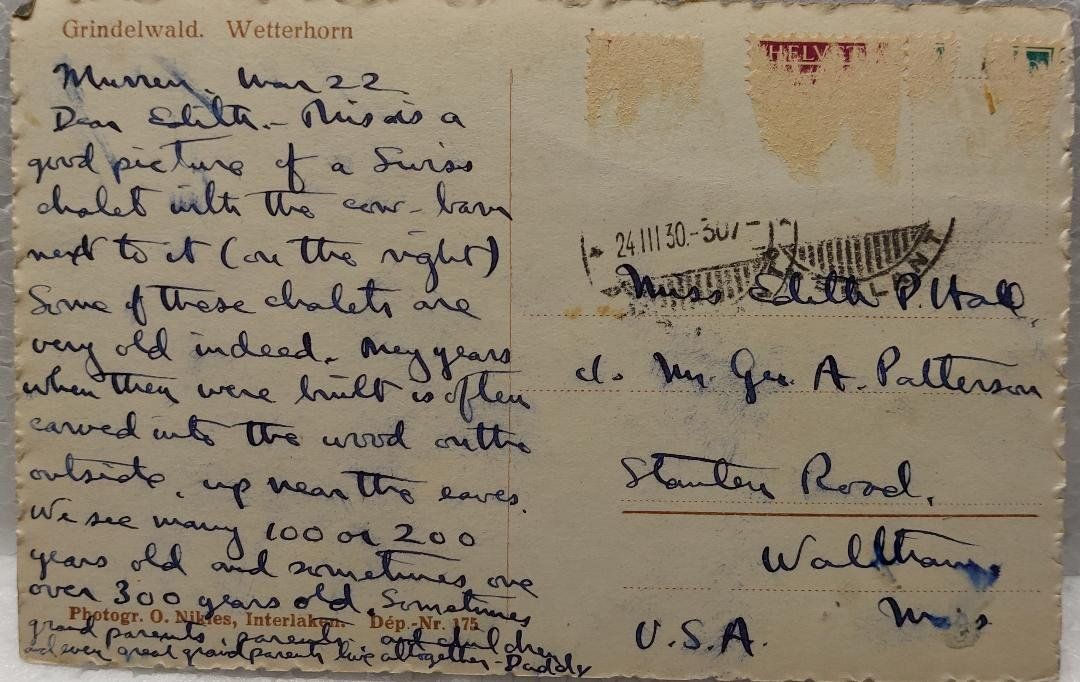 Ansichtskarten: GRINDELWALD -  Wetterhorn  -  1930 – Gebraucht aus Delémont von Domdom1 1