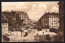 Geneve, Rue du Mont Blanc mit Strassenba