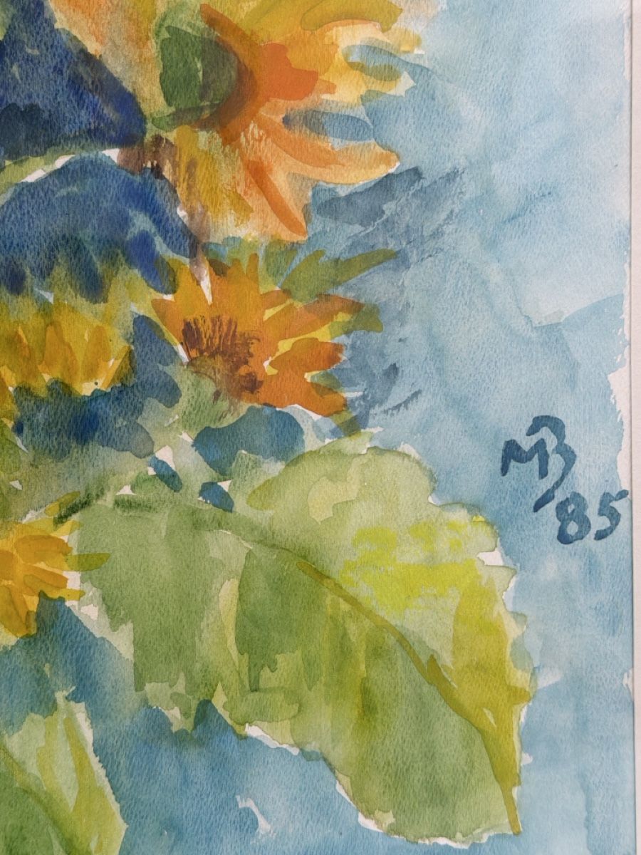 Gemälde: Aquarell mit Blumen, M.B. – Gebraucht aus Biberist von Momo33 3