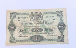  Alte Banknoten 1 Schwedische Krone von 1919,