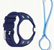 Set bracelet silicone bleu + collier pour Royal Pop Lan Ba