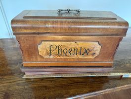 Nähmaschine mit Haube Phoenix Holz antik gebrauchter Zustand