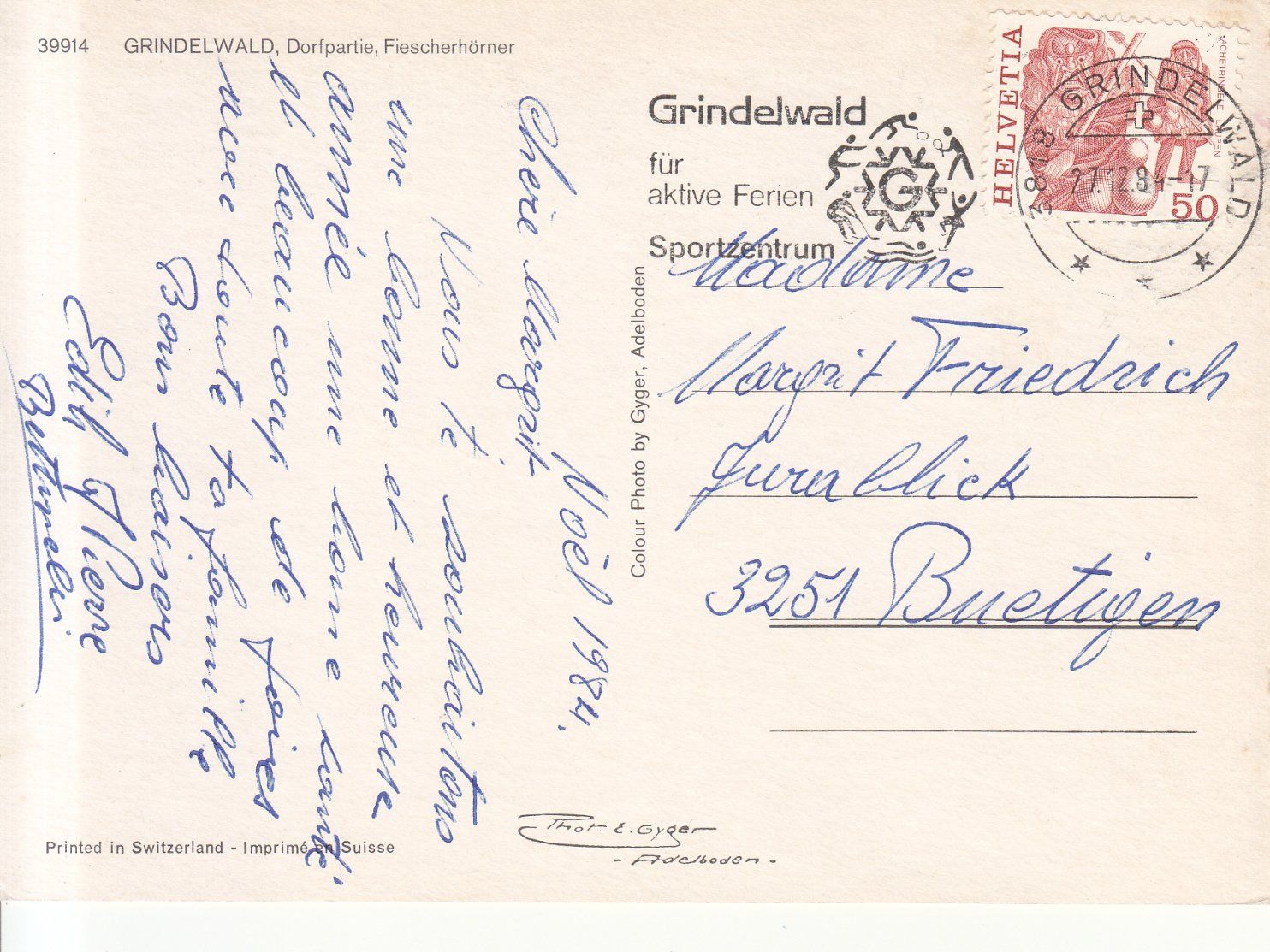 Cartoline postali: Grindelwald 1984 – Usato da Bürglen TG venduto da StampGraf 1