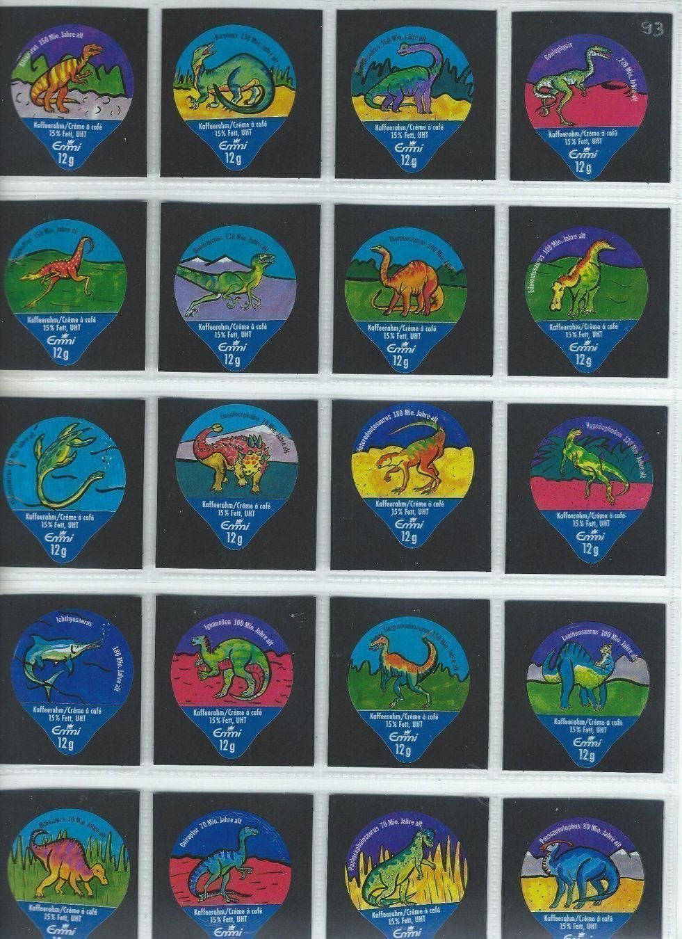 Kaffeerahmdeckel: KRD. Dinosaurier III  1993 / 83 A Emmi – Gebraucht aus Hochdorf von KRdeckeli