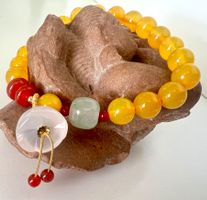 Feng Shui Armband gelber Achat mit Hulu-Glücksanhänger