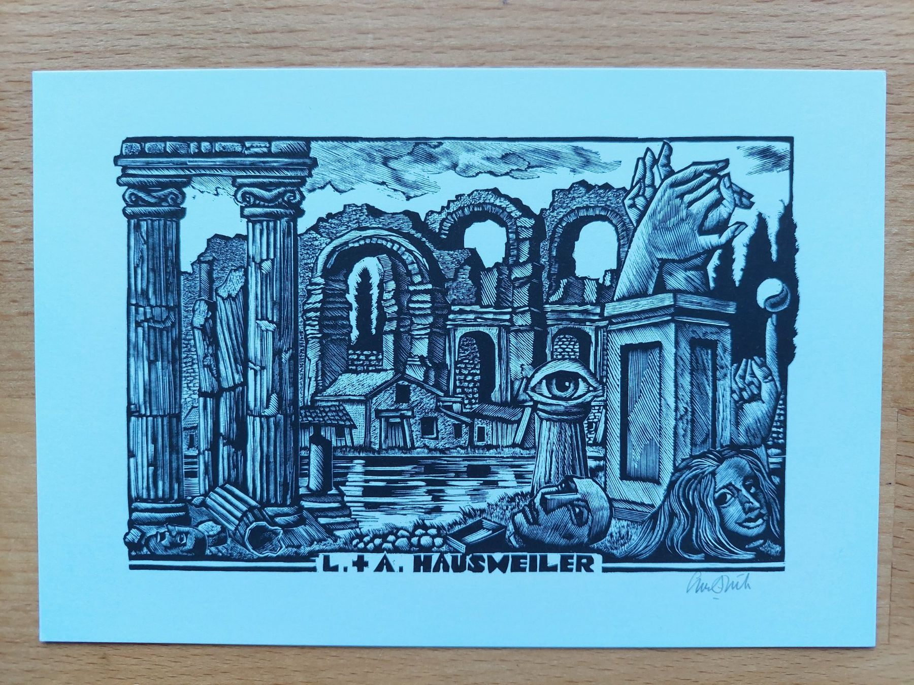 Xilografie: Exlibris Lou Strik - Original Holzstich signiert – Usato da Obfelden venduto da Exlibris-Art