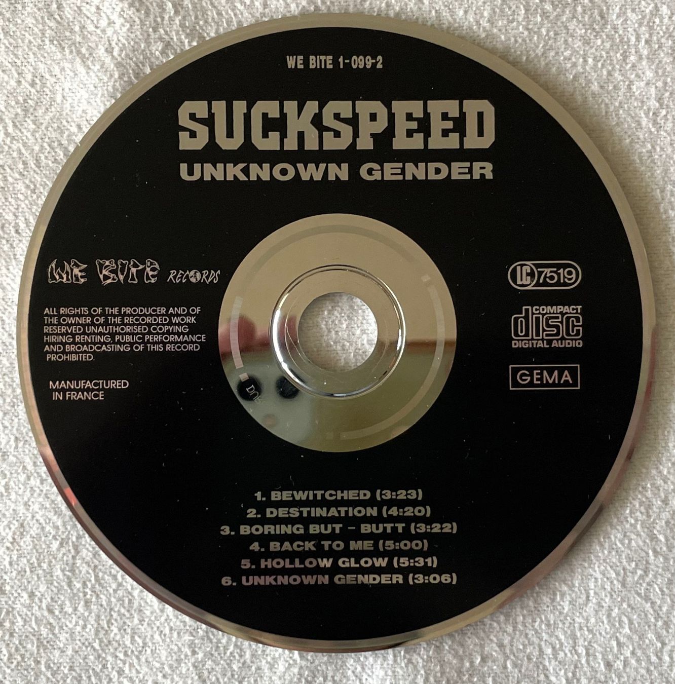 CDs: Suckspeed – Unknown Gender - CD - 1993 - First Press – D'occasion à Uster par Zardodel 1