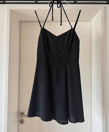 Vintage Minikleid Schwarz mit Knopfleiste XS/S