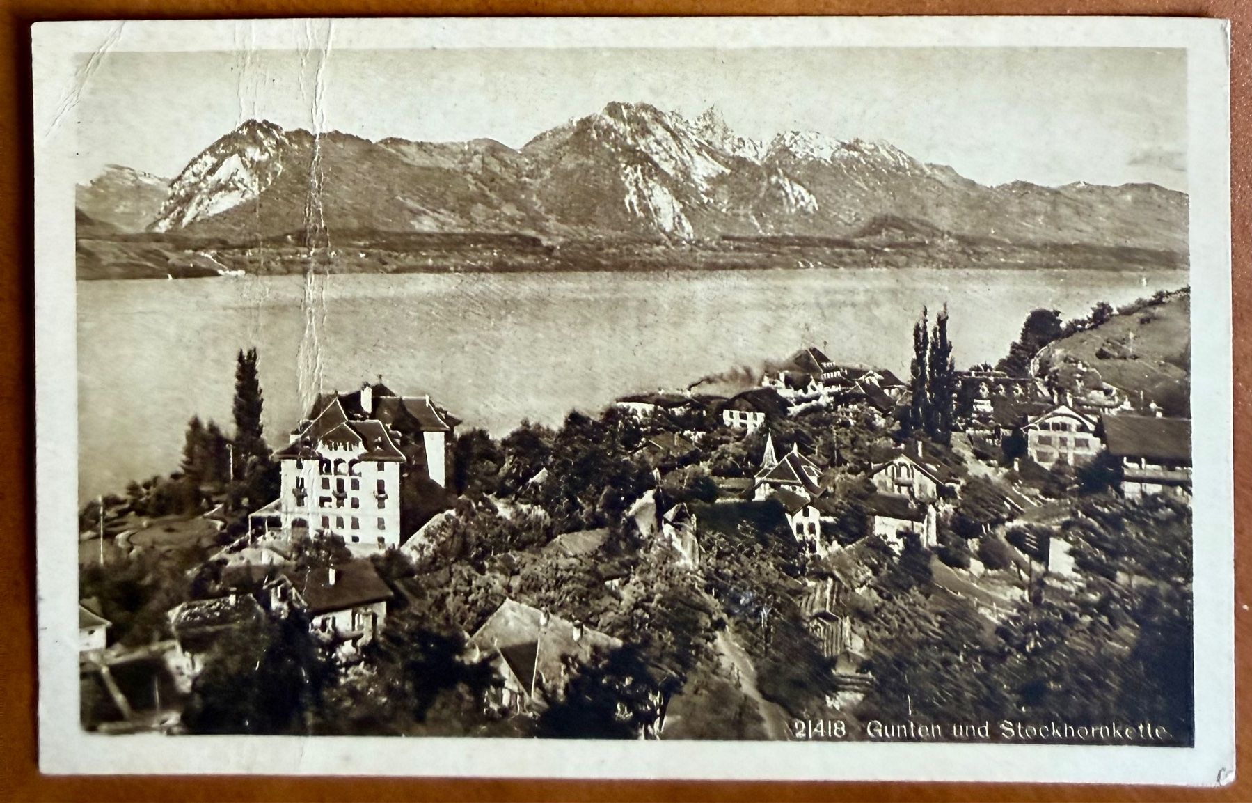 Cartoline postali: Gunten - Panorama 1919 – Usato da Lutry venduto da Ediego