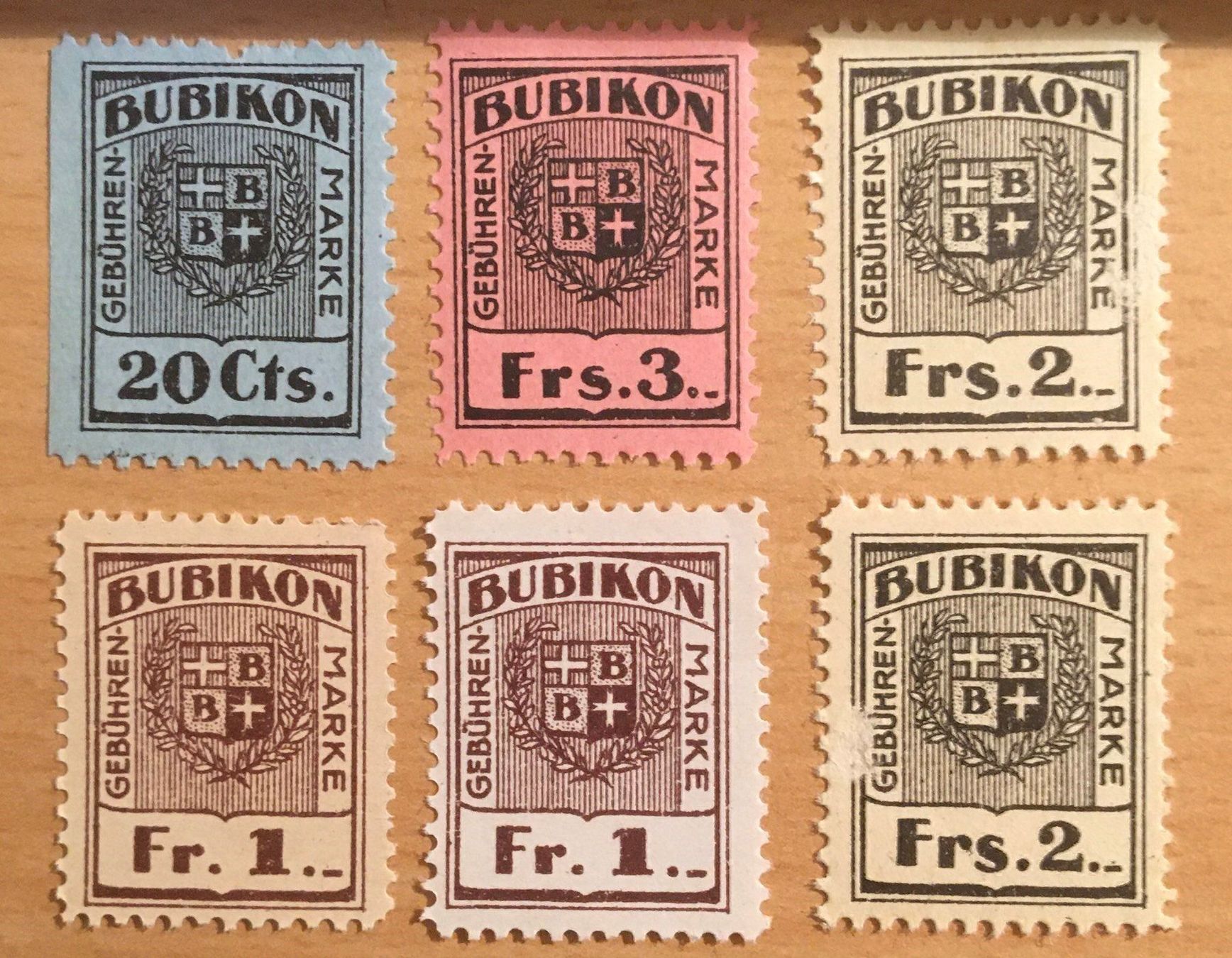 Tutti i francobolli: 6 Gebühren-Marken Bubikon ZH – Usato da Hunzenschwil venduto da zibu88