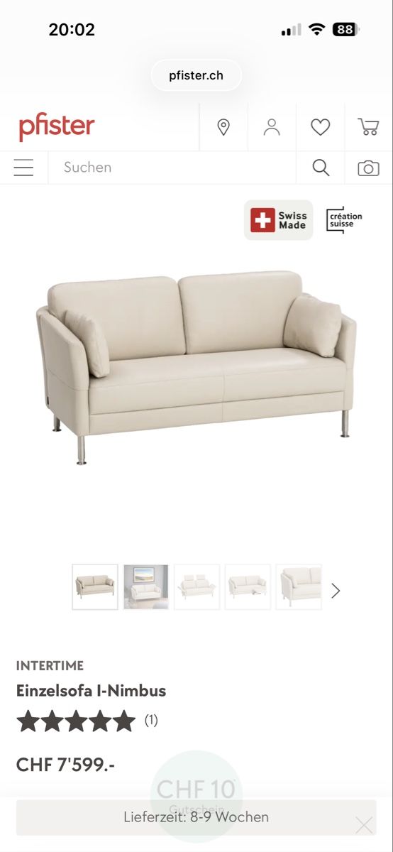 Intertime Sofas: Pfister Intertime Sofa I-Nimbus Leder – D'occasion à Gelterkinden par siimon.t 6