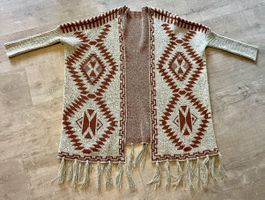 Wunderschöne Tribal Azteken Strickjacke mit Fransen Grösse M