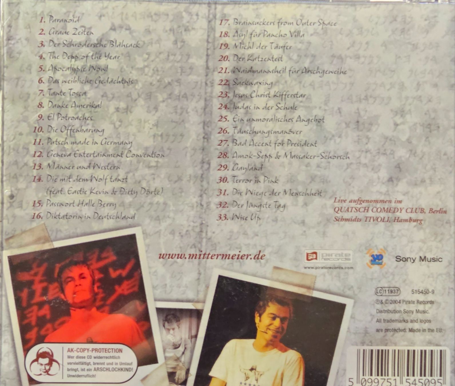 CD: Michael Mittermeier – Paranoid – Usato da Wahlen b. Laufen venduto da Cg10 1