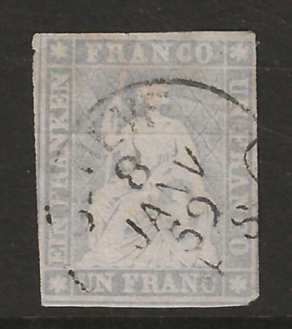 Alle Briefmarken: 1856 : Strubel Nr. 27D, KP 1300.-- – Gebraucht aus Gümligen von Geniusbuy