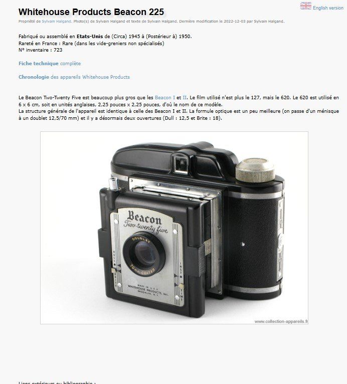 Fotocamera: Beacon Two-Twenty Five By Whithouse product – Difettoso da Corjolens venduto da san_kyv9 9
