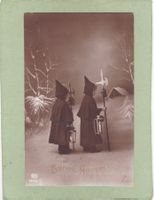 Kitsch Kleine Nachtwächter Winterlandschaft Bonne Année 1918