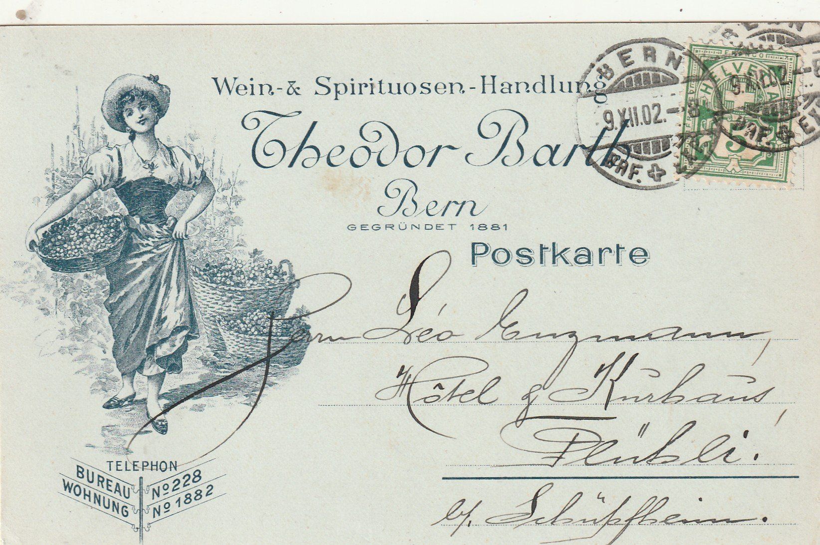 Cartoline postali: Bern Weinhandlung Theodor Barth – Usato da Rorschacherberg venduto da fratovi2