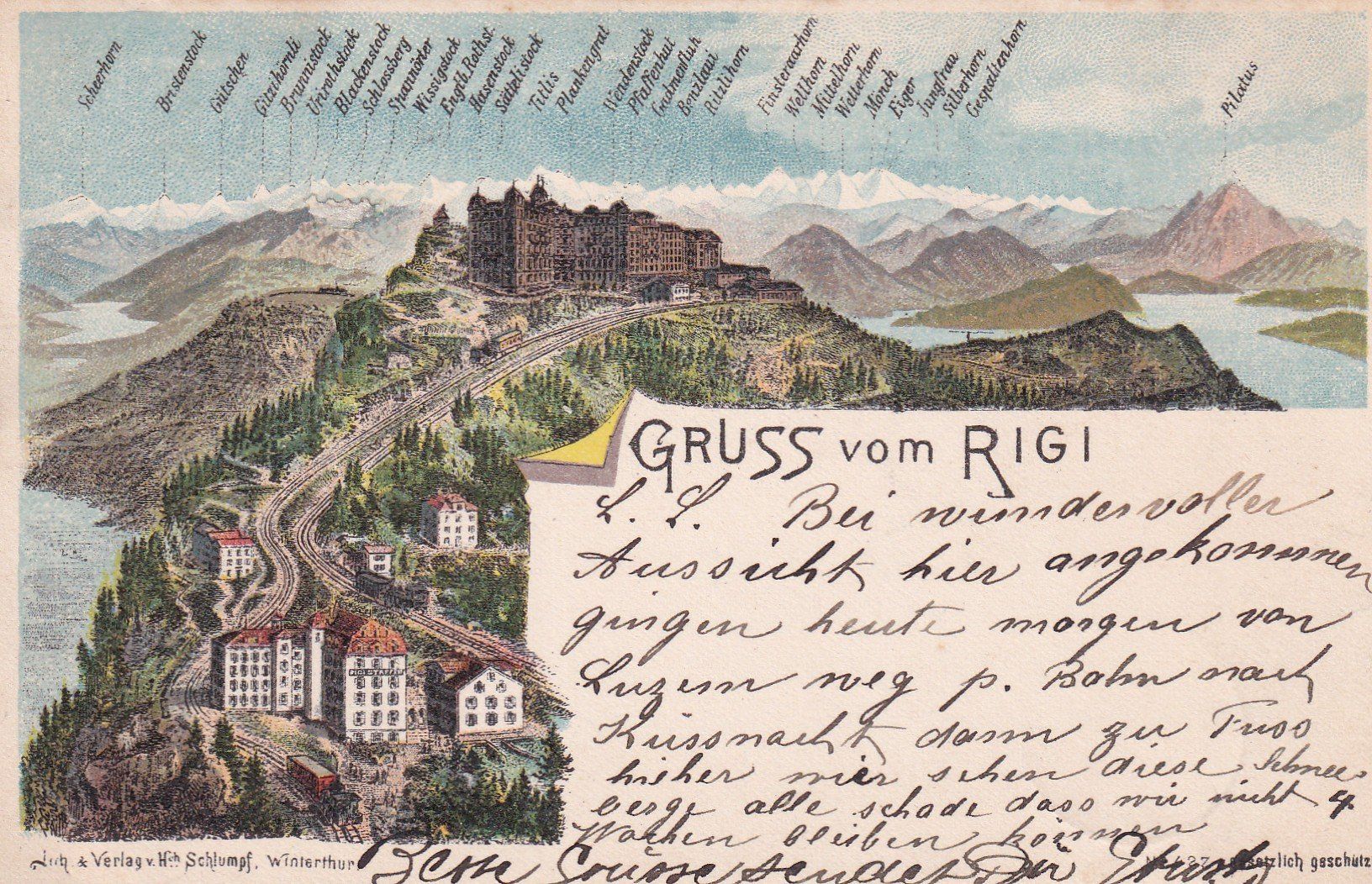 Ansichtskarten: Gruss vom Rigi  1903 – Gebraucht aus Cormoret von Pascalll2001
