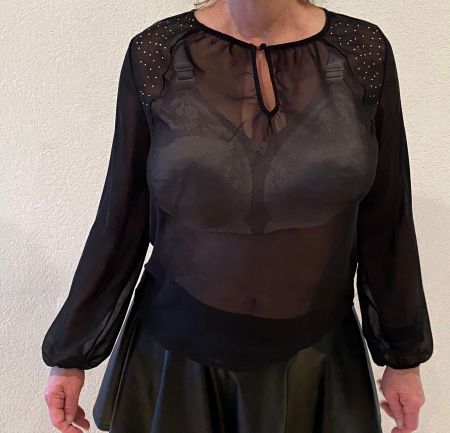 Top MARIGUITA schwarz transparent M Shirt T-shirt (Nr. 38)