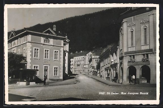 Cartes postales: St. Imier, Rue Jacques David mit Cafe Re – D'occasion à Berlin par bartko-reher