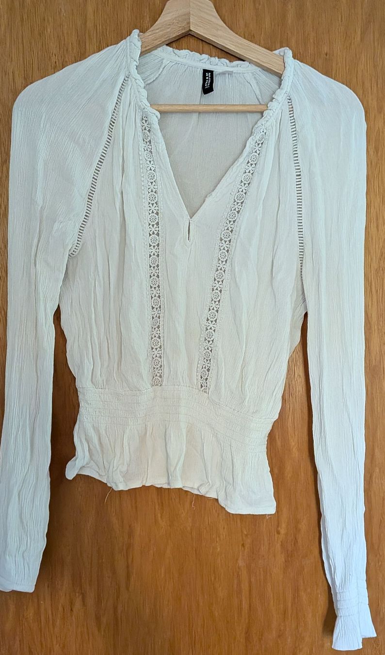 H&M Camicette: Damen Bluse H&M Weiss Langarm – Usato da Winterthur venduto da sha_r2k2