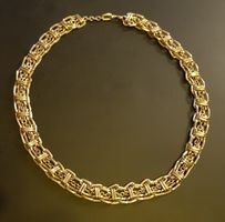 Pompöse goldene Halskette 86 cm Länge Vintage Stil / 129 gr