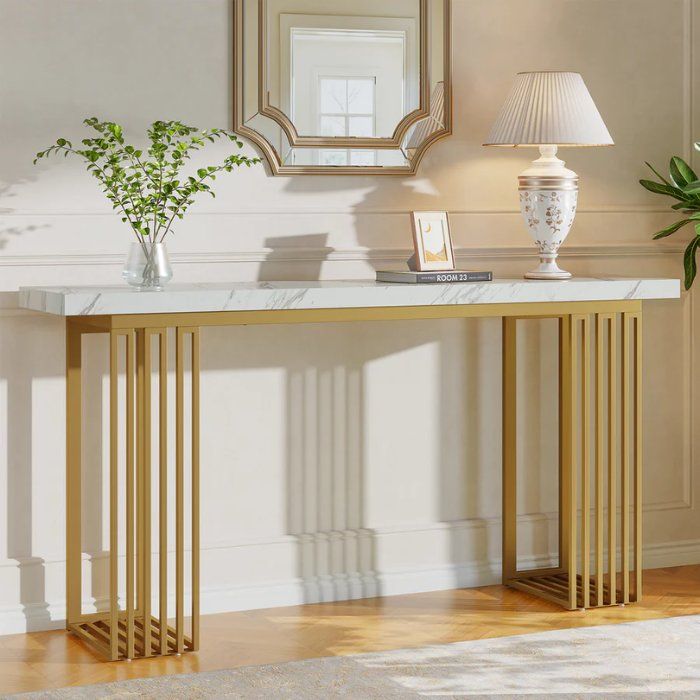 Tavoli: Konsolentisch 160cm Gold Marmor modern – Nuovo e nell'imballaggio originale da Gretzenbach venduto da Genfi-Shop