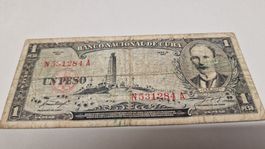 Alte Kuba Banknote 1 Peso Schein, Jahrgang 1957, Top Zustand
