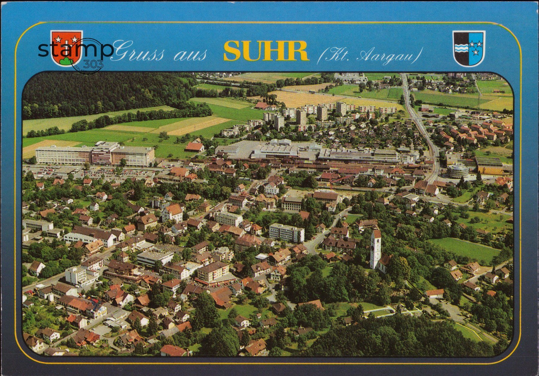 Ansichtskarten: 1989 AK Suhr - Flugaufnahme – Gebraucht aus Eggersriet von stamp303