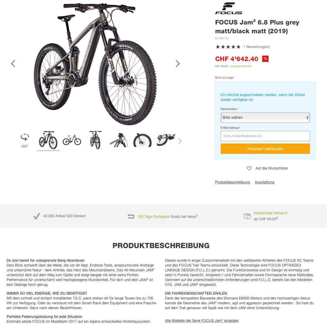 Focus Biciclette: Focus Jam2 6.8 Plus grey matt/black matt (2019) – Usato da Lungern venduto da Gjump 5