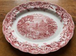 Ridgway Staffordshire England Servierplatte Woburn, oval red
