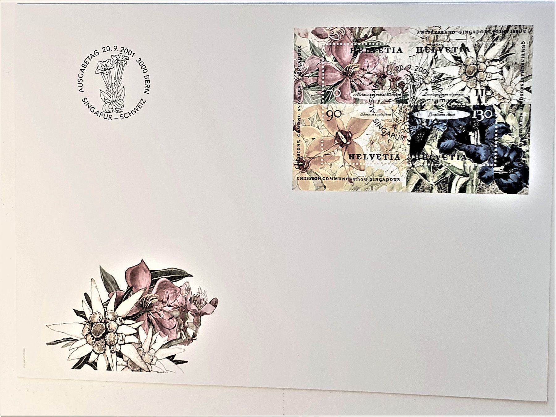Tutti i francobolli: (184)  2001 Singapur-Schweiz "Blumen" – Usato da Schwarzhäusern venduto da Inot3 1