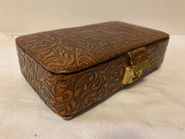Schmuckkassette mit Spielwerk, Leder, braun, vintage, gut...