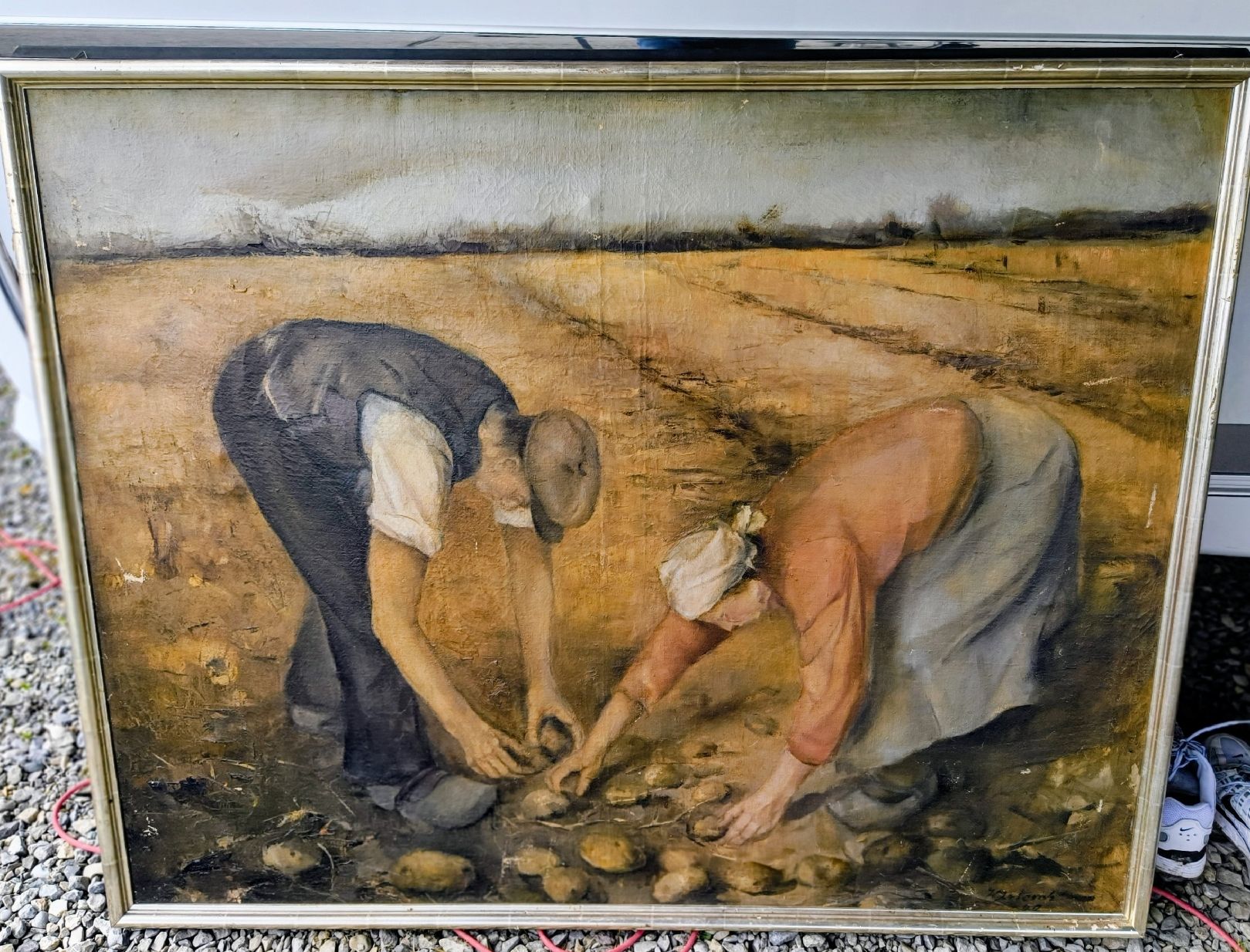 Dipinti: Gemälde "Kartoffelernte" Öl auf Leinwand – Usato da Rossrüti venduto da derMarktschreier 5