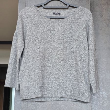 🐸 VISKOSE PULLOVER MIT OFFENEM RÜCKEN S / M GRAU MÉLANGE