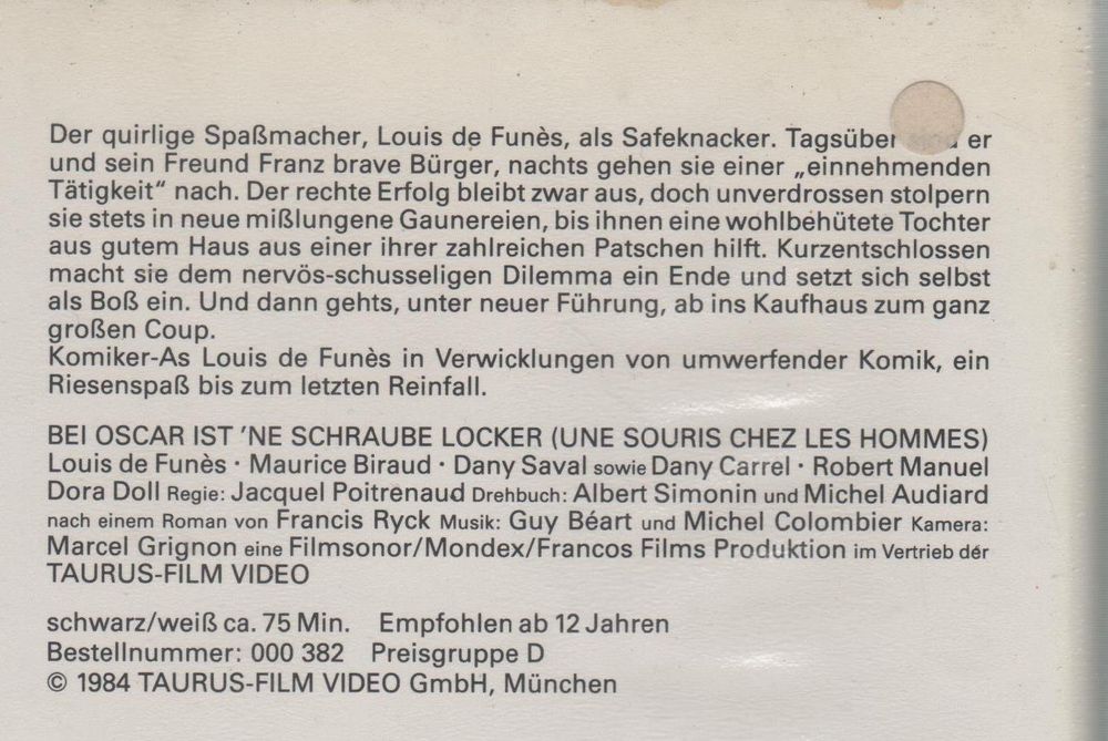 Bei Oscar ist ne Schraube locker Videobox VHS 000 382 Kaufen auf Ricardo