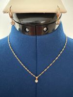 Creolen und Kette mit Zirkonia-Anhänger aus Edelstahl