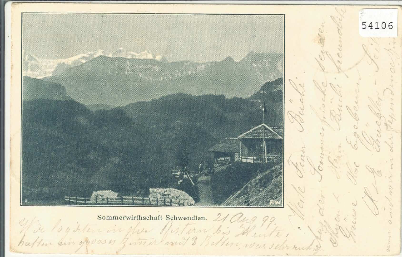 Cartoline postali: Sommerwirtschaft Schwendlen 1899 – Usato da Ettingen venduto da Kartenplanet