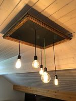 Lampe industrielle cadre doré suspension 6 ampoules neuve