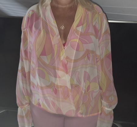 MNG Damen Bluse Pink Muster Grösse XL Neu