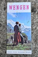 ca. 1950/60 Faltprospekt WENGEN Jungfraugebiet Panoramakarte