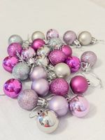 Mini Weihnachtskugeln Set - Violett & Silber - Neu!
