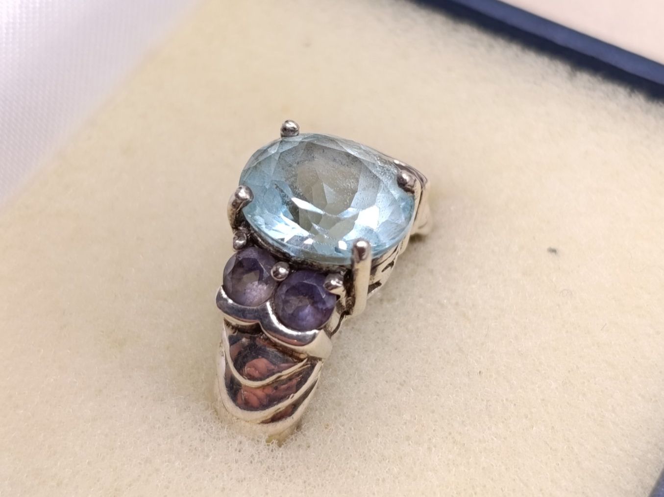Anelli: Vintage 925er Silber Ring mit Aquamarin und Markasiten Top – Usato da Steffisburg venduto da 1.Schmuckschatulle 2