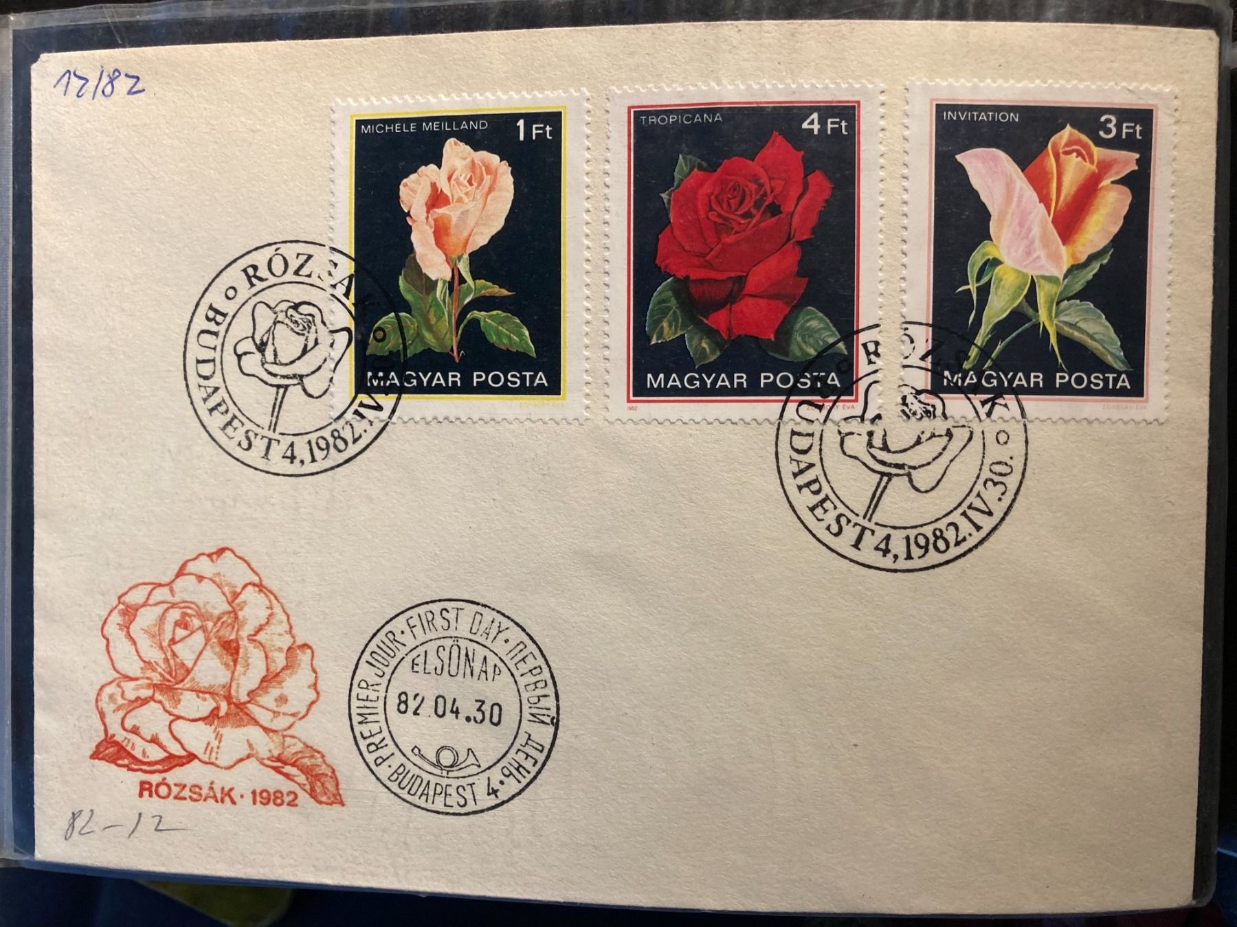 Alle Briefmarken: Ungarn 1982 ill. FDC SSt Rosen 1/3/4 Ft – Neu (gemäss Beschreibung) aus Liestal von schnueps
