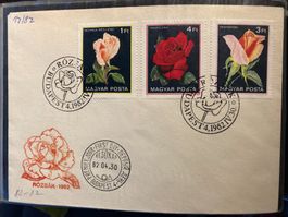 Ungarn 1982 ill. FDC SSt Rosen 1/3/4 Ft