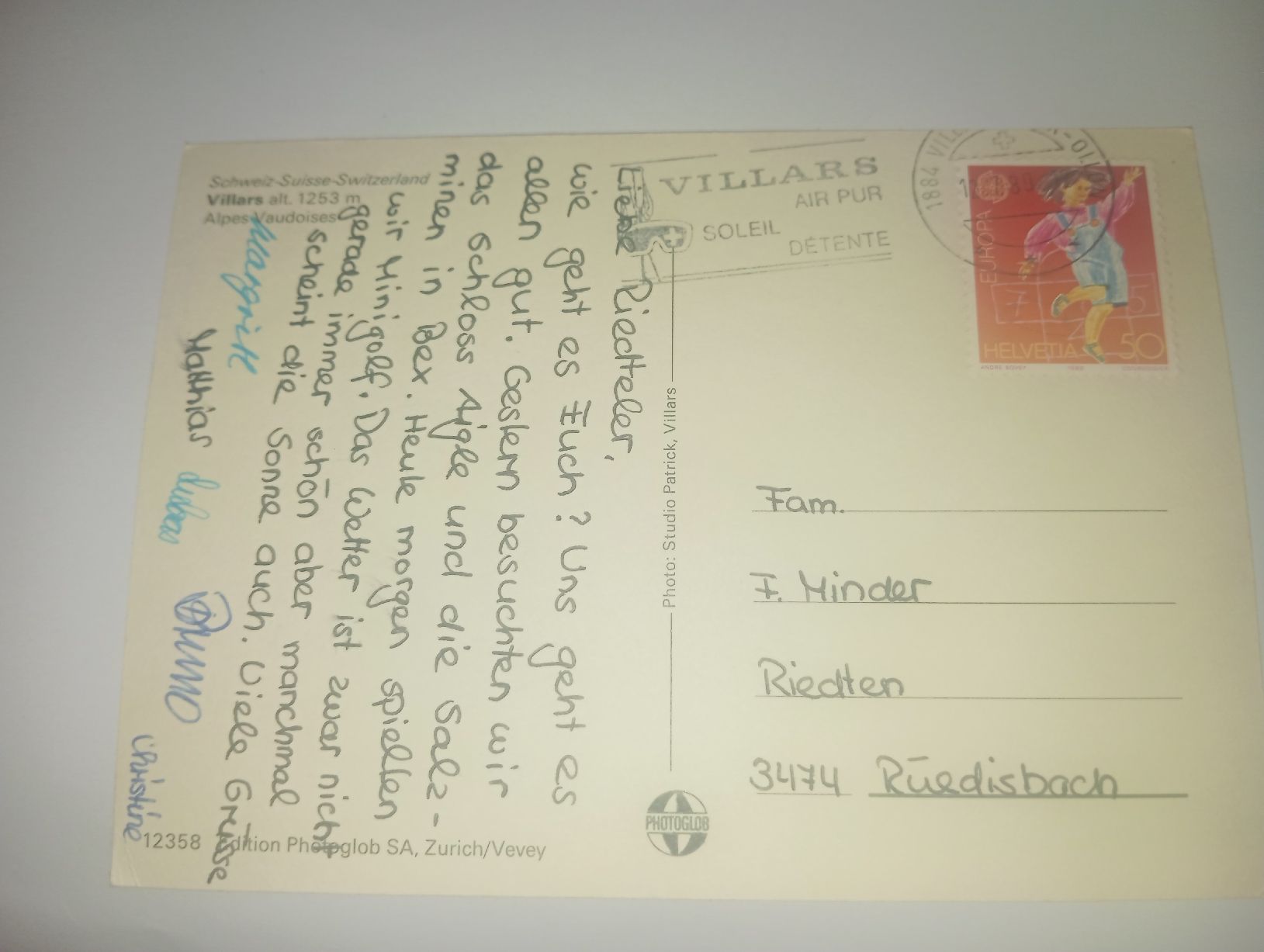 Cartoline postali: Ansichtskarte Villars Alpes Vaudoises 1253 m  – Usato da Belp venduto da Guadalupe84 1